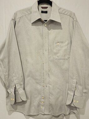 Eton Men's 42 Dress Shirt Gray Birdseye 100% Cotton Long Sleeve